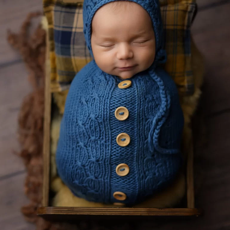 Newborn Photoshoot in North West London 9 Sleeping baby on soft backdrop; minimal, calm scene.